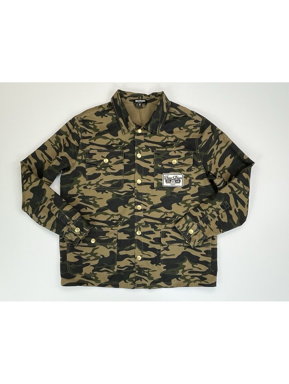 True Religion Camo Military Jacket Mens M Workwear Utility Camouflage